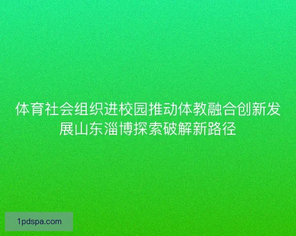 体育社会组织进校园推动体教融合创新发展山东淄博探索破解新路径
